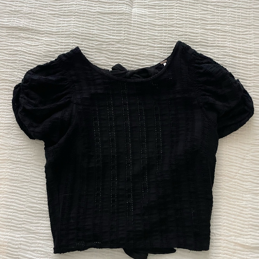 Free People Elegant Black Lace Detail Top